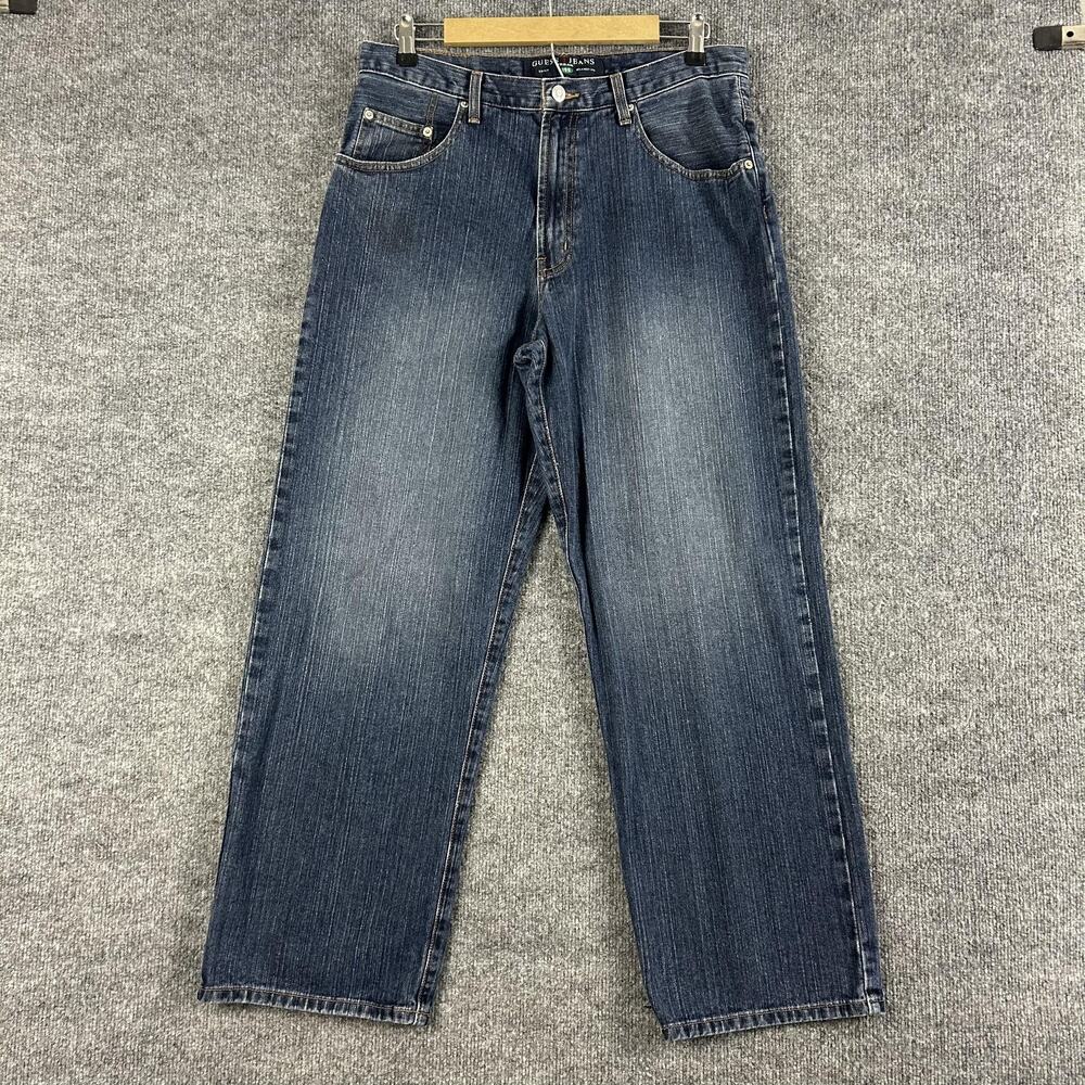 VTG Guess Jeans Mens 32 Urban Relaxed Leg 199 Straight Denim Baggy Y2K Grunge